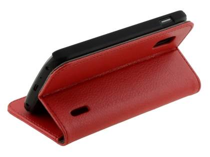 Synthetic Leather Wallet Case with Stand for LG Nexus 4 E960 - Red