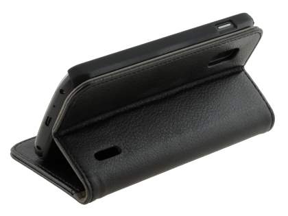 Synthetic Leather Wallet Case with Stand for LG Nexus 4 E960 - Classic Black