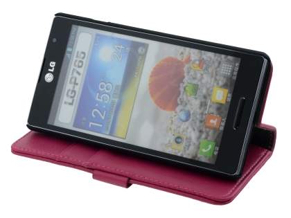 Synthetic Leather Wallet Case with Stand for LG Optimus L9 P760 - Pink