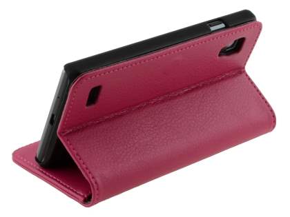 Synthetic Leather Wallet Case with Stand for LG Optimus L9 P760 - Pink