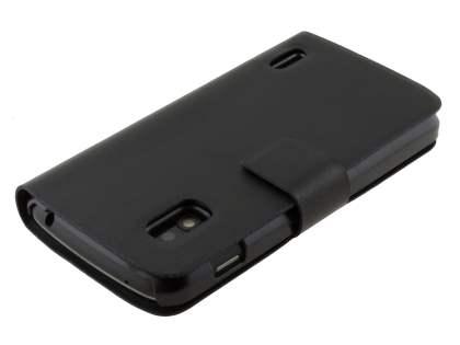 Slim Genuine Leather Portfolio Case for LG Nexus 4 E960 - Classic Black