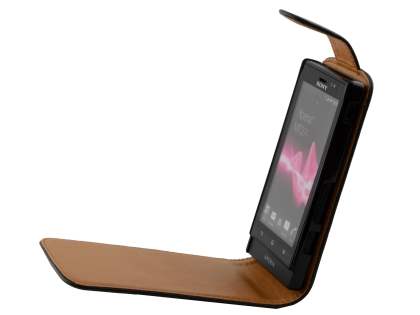 Sony Xperia Sola MT27i Synthetic Leather Flip Case - Black