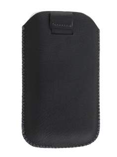 Synthetic Leather Slide-in Case with Pull-out Strap for HTC Desire X - Classic Black