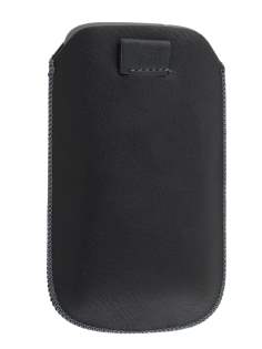 Synthetic Leather Slide-in Case with Pull-out Strap for HTC Sensation - Classic Black