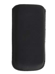 Synthetic Leather Slide-in Case with Pull-out Strap for Nokia E72 - Classic Black Leather Slide-in Case