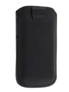 Synthetic Leather Slide-in Case with Pull-out Strap for Nokia E72 - Classic Black