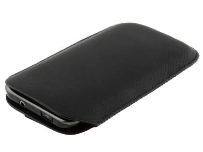 Synthetic Leather Slide-in Case with Pull-out Strap for Samsung I9000 Galaxy S - Classic Black