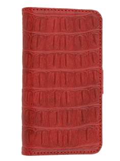 Samsung I9100 Galaxy S2 Synthetic Crocodile Skin leather Wallet Case with Stand - Red