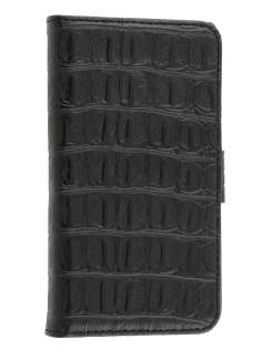 Samsung I9100 Galaxy S2 Synthetic Crocodile Skin leather Wallet Case with Stand - Black