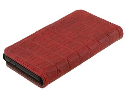 Samsung I9100 Galaxy S2 Synthetic Crocodile Skin leather Wallet Case with Stand - Red