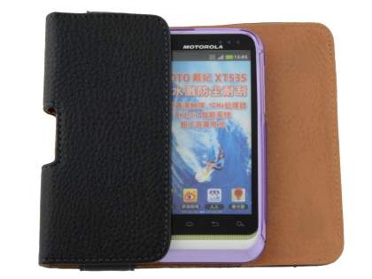 Textured Synthetic Leather Belt Pouch (Bumper Case Compatible) for Motorola DEFY XT535