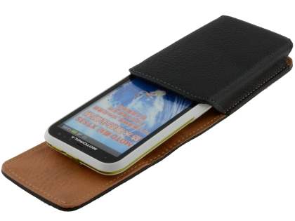 Textured Synthetic Leather Vertical Belt Pouch for Motorola DEFY XT535