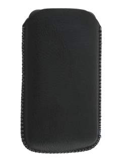 Synthetic Leather Slide-in Case with Pull-out Strap for Nokia Lumia 620 - Classic Black