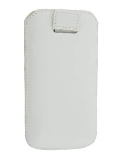 Genuine Leather Slide-in Case with Pull-out Strap for Samsung Galaxy Ace S5830 - Pearl White Leather Slide-in Case