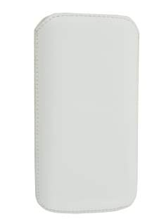 Genuine Leather Slide-in Case with Pull-out Strap for Samsung Galaxy Ace S5830 - Pearl White