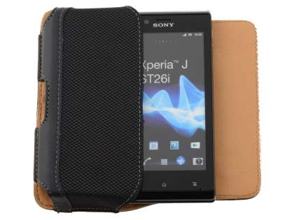 Sony Xperia J ST26i Synthetic Leather Belt Pouch - Classic Black