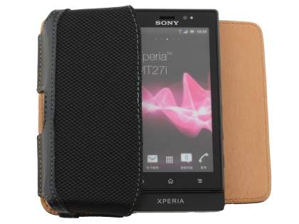Sony Xperia Sola MT27i Synthetic Leather Belt Pouch - Classic Black