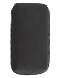 Synthetic Leather Slide-in Case with Pull-out Strap for LG Optimus L9 P760 - Classic Black