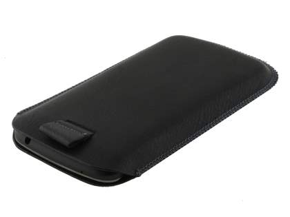 Synthetic Leather Slide-in Case with Pull-out Strap for LG Nexus 4 E960 - Classic Black