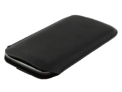Synthetic Leather Slide-in Case with Pull-out Strap for LG Nexus 4 E960 - Classic Black