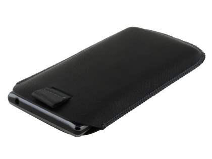 Synthetic Leather Slide-in Case with Pull-out Strap for LG Optimus L9 P760 - Classic Black