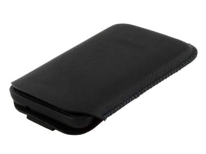 Synthetic Leather Slide-in Case with Pull-out Strap for Nokia Lumia 620 - Classic Black