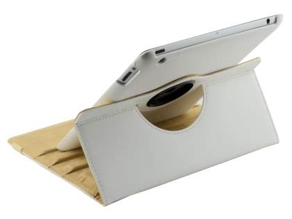 iPad 2/3/4 VELOCITY Synthetic Leather 360° Swivel Flip Case - Pearl White