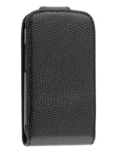 Samsung Galaxy Gio S5660 Synthetic Snakeskin Leather Flip Case - Classic Black