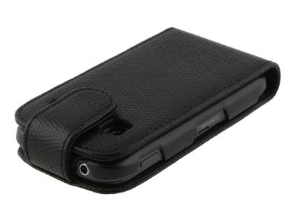 Samsung Galaxy Gio S5660 Synthetic Snakeskin Leather Flip Case - Classic Black