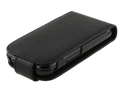 Samsung Galaxy Gio S5660 Synthetic Snakeskin Leather Flip Case - Classic Black