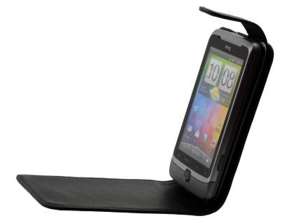 Synthetic Leather Flip Case for HTC Desire Z - Black