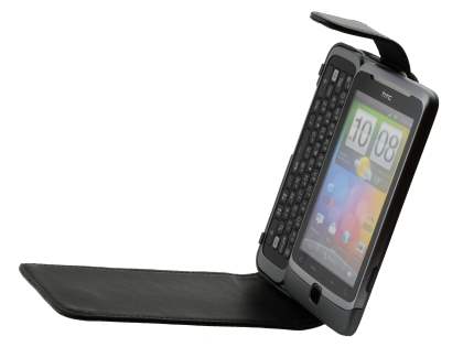 Synthetic Leather Flip Case for HTC Desire Z - Black