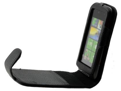 HTC 7 Mozart Synthetic Leather Flip Case - Black