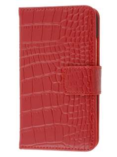 TS-CASE crocodile pattern Genuine leather Wallet Case for HTC One X / XL / X+ - Red