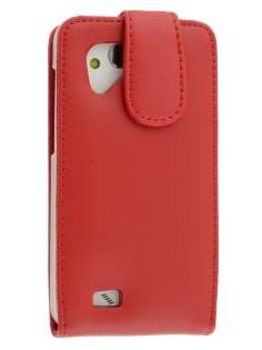 HTC Desire VC Genuine Leather Flip Case - Red HTC Desire VC Genuine Leather Flip Case - Red