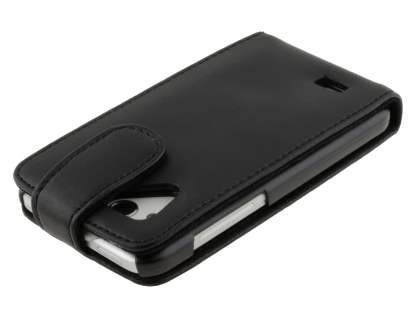 HTC Desire VC Genuine Leather Flip Case - Classic Black