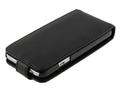 HTC Desire VC Genuine Leather Flip Case - Classic Black