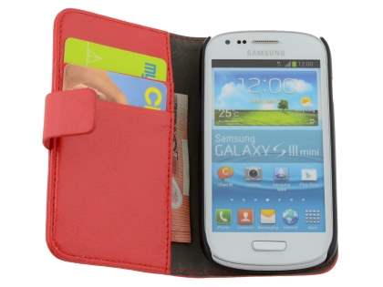 Synthetic Leather Wallet Case with Stand for Samsung I8190 Galaxy S3 mini - Red