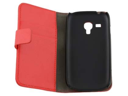 Synthetic Leather Wallet Case with Stand for Samsung I8190 Galaxy S3 mini - Red