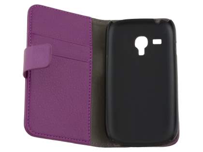 Synthetic Leather Wallet Case with Stand for Samsung I8190 Galaxy S3 mini - Purple