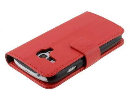 Synthetic Leather Wallet Case with Stand for Samsung I8190 Galaxy S3 mini - Red
