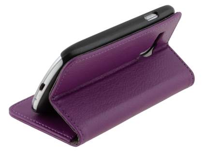 Synthetic Leather Wallet Case with Stand for Samsung I8190 Galaxy S3 mini - Purple
