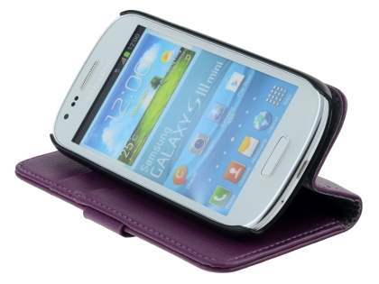 Synthetic Leather Wallet Case with Stand for Samsung I8190 Galaxy S3 mini - Purple