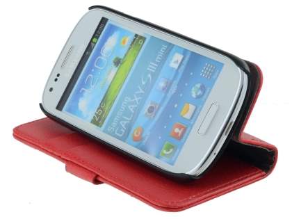 Synthetic Leather Wallet Case with Stand for Samsung I8190 Galaxy S3 mini - Red