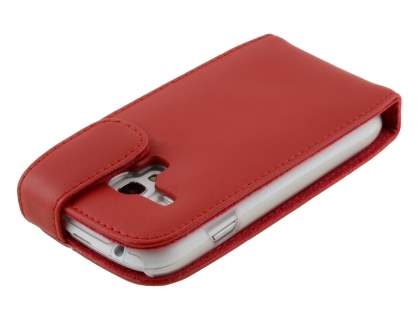 Genuine Leather Flip Case for Samsung I8190 Galaxy S3 mini - Red
