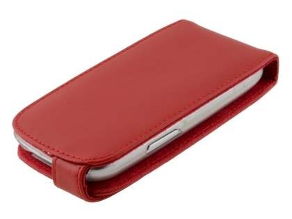Genuine Leather Flip Case for Samsung I8190 Galaxy S3 mini - Red