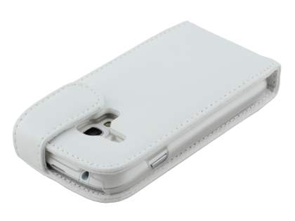 Genuine Leather Flip Case for Samsung I8190 Galaxy S3 mini - Pearl White