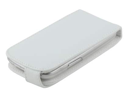 Genuine Leather Flip Case for Samsung I8190 Galaxy S3 mini - Pearl White