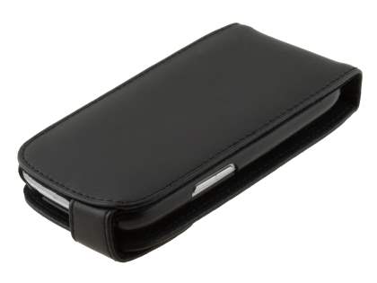 Genuine Leather Flip Case for Samsung I8190 Galaxy S3 mini - Classic Black