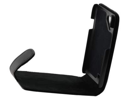 HTC Desire VC Genuine Leather Flip Case - Classic Black